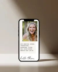 Phillipa Leseberg mobile Showit website displayed on a phone featuring her portrait and introductory biography.