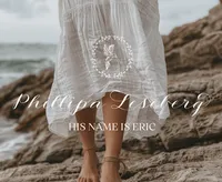 Phillipa Leseberg brand identity featuring the hummingbird mark and His Name Is Eric over coastal imagery.