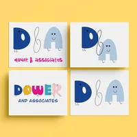 Dower & Associates logo suite featuring colorful typography and illustrated character brandmarks.