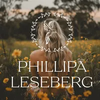 Phillipa Leseberg brand identity featuring the hummingbird mark and logotype over wildflower field imagery.