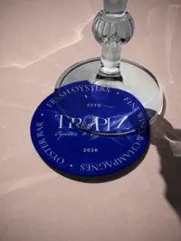 Blue Coaster Mockup with Glass