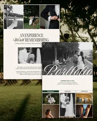 Wedding photography website design mockup for Andi Hennessey Photography with the headline "an experience worth remembering," a portfolio section, and category tabs for weddings, couples, and lifestyle