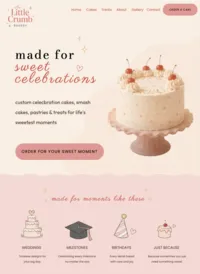 A bakery website made by Little Blue Studio. Made for every celebration,