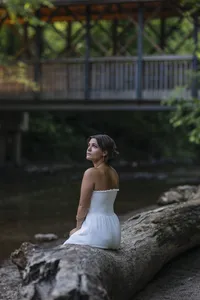 Senior girl by a bridge Indianapolis senior portraits