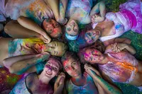 indiana senior model team holi powder group shoot