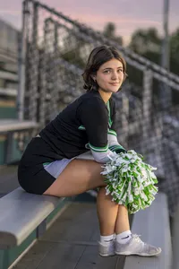 Cheerleader senior pictures girl poses Indiana senior pictures