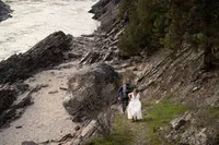 Exploring the Rocky Riverbank as Newlyweds.