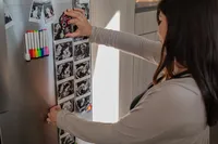 Displaying Sonogram Photos on the Refrigerator.