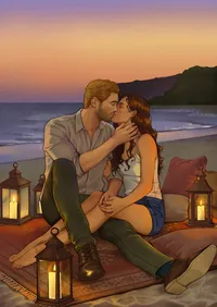 beach picnic illustration colored