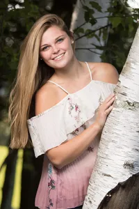 Senior Pictures by a Birch Tree in Vermont