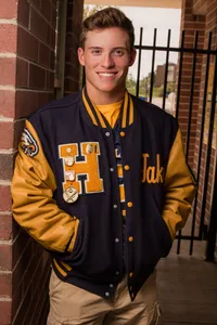 School Pride in a Letterman Jacket