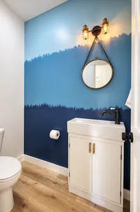Cozy Blue Mural Powder Room