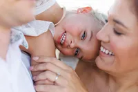 Family posed together during a Palm Springs photography session