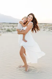 Mother and child in a close portrait during a Palm Springs photography session