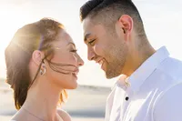 Couple close up portrait captured on the sand dunes, Palm Springs