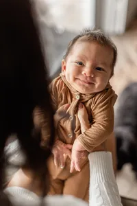 Close up portrait of newborn baby Kai during a lifestyle newborn session