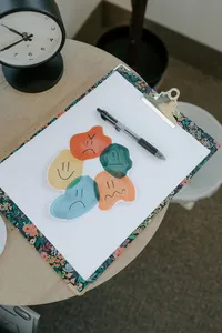 paper with mood blobs on it with different emotions