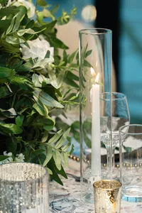 Close-up of white wedding table flowers