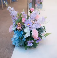 Loretta styling collection pastel floral display down the aisle