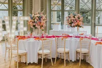 bridgerton styling collection with two floral table centrepieces