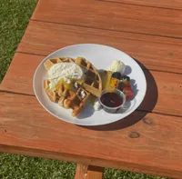 Berry waffles from cafe menu