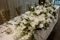 wedding table styling with white roses