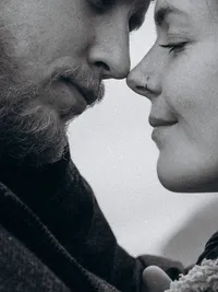 Close up black and white portrait of a couple gently touching noses, by Grace Wan destination couples photographer.