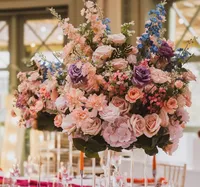 bright wedding floral displays on tables