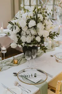 yorkshire wedding venue table styling with white roses