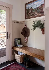 Transitional mudroom interior design in Asheville, NC.