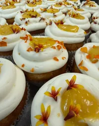 Up close of custom cupcakes