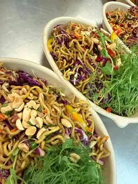 Up close of freshly made dishes at private catering event on Oahu