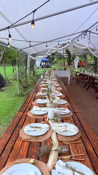 Beautiful tablescape for private outdoor dinner on Oahu