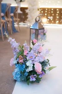 Loretta styling collection pastel floral display down the aisle