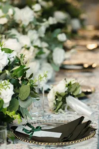 White flowers on a wedding reception table