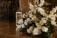 wedding styling with white roses and candles