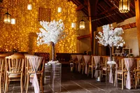 blossom tree and fairy lights in wedding ceremony room