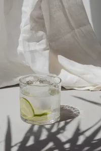kaboompics_Glass with water - lime - ice cubes