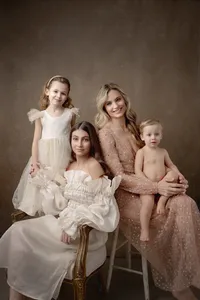 Mother and her four children during a studio portrait session