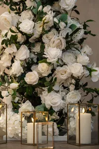 wedding styling with white roses and candles