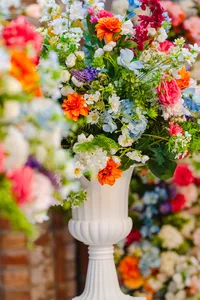 colourful floral arrangement in Yorkshire wedding venue