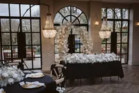 gypsophila wedding styling, table florals and flower arch