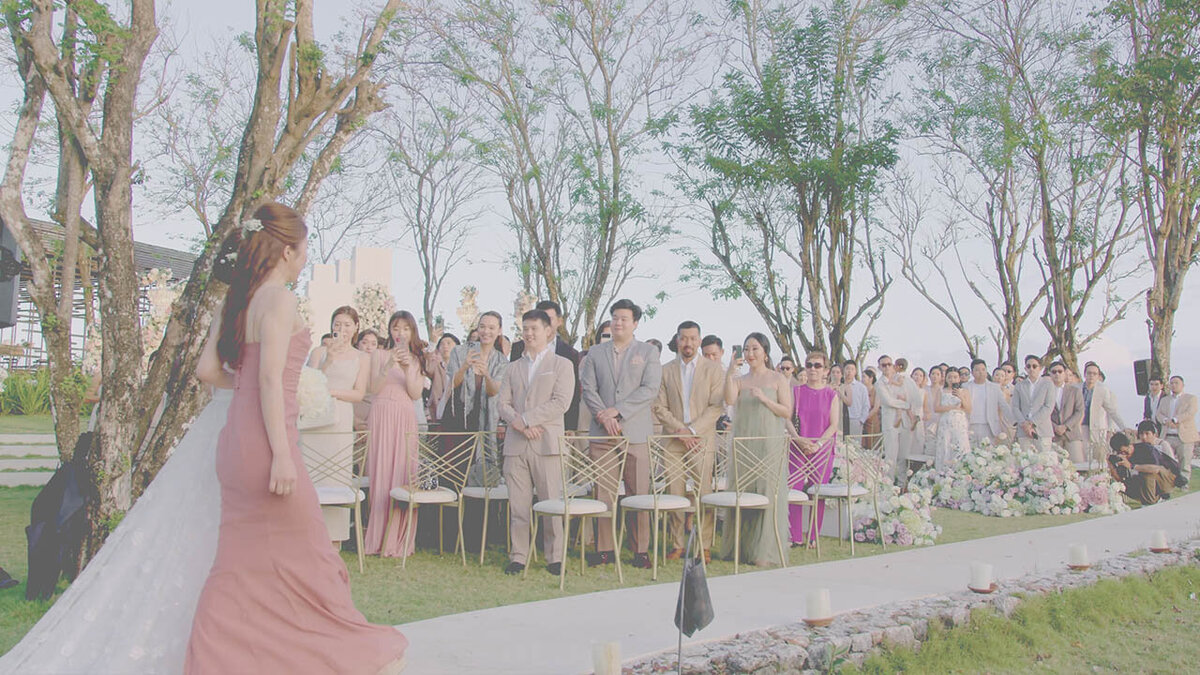 Wedding party group portrait at Alila Resort in Bali