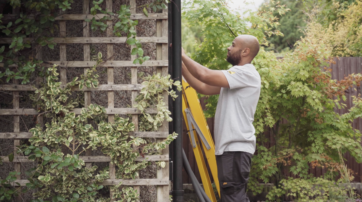 Merstham Glass fitter at work