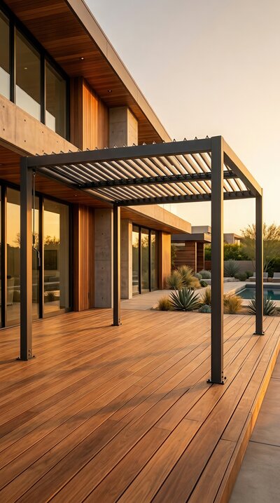 Zen Pro heavy-duty louvered pergola on deck