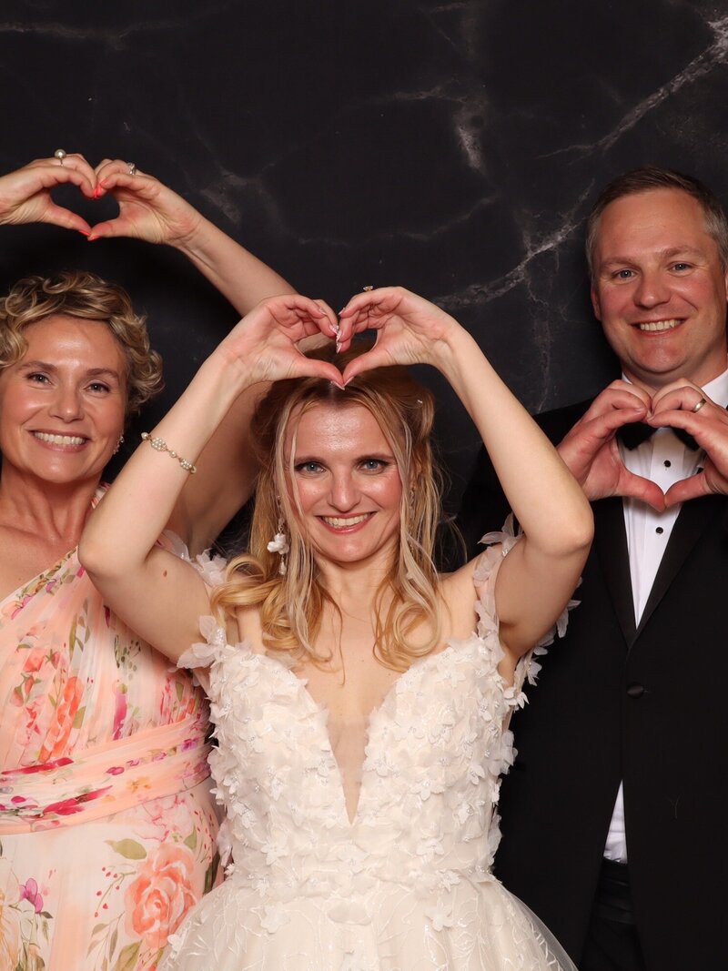 Wedding guests using the Puget Sounds photo booth
