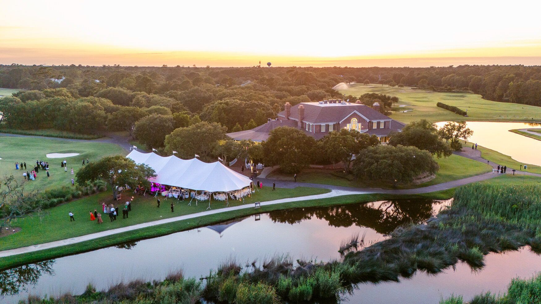 Couple at an outdoor wedding venue during their reception
