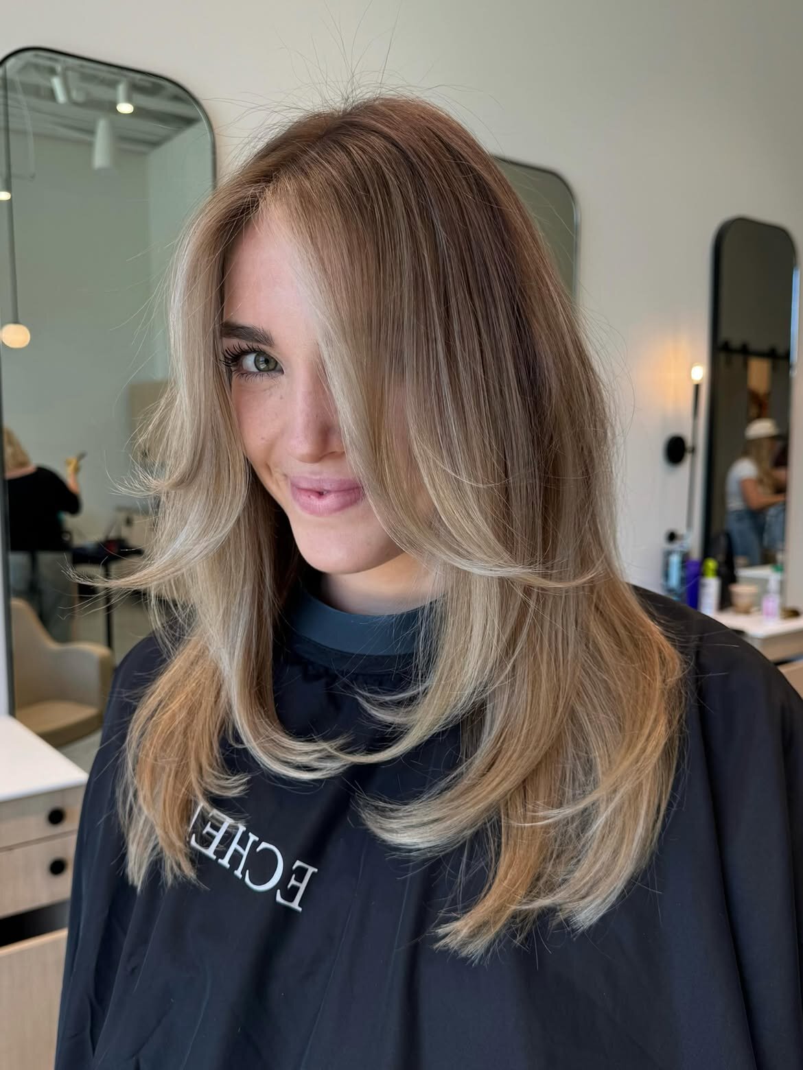 Custom blonde hair color, balayage and lived-in color at Echelon Salon in Eagle, Idaho