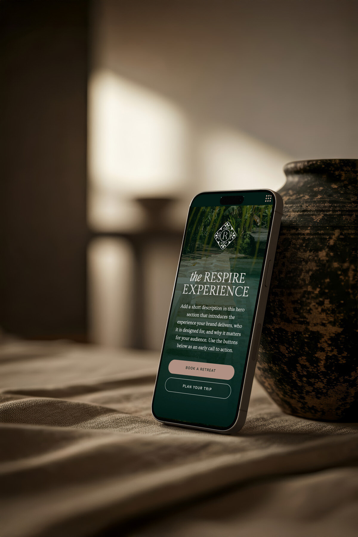 Respire showit template on iphone