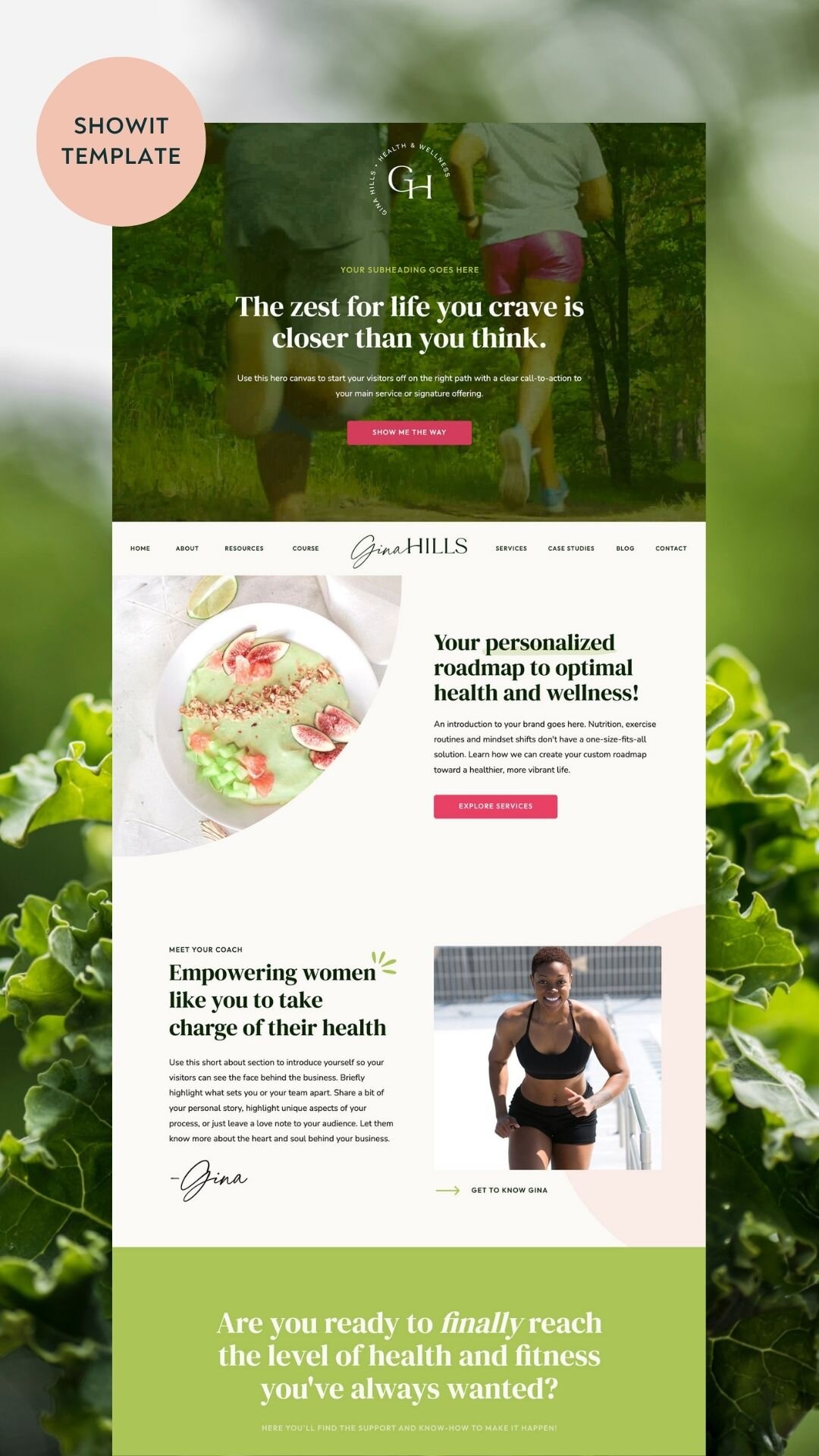 Gina Hills wellness coach website template